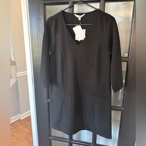 Jack black V neck Dress slit pockets - XS